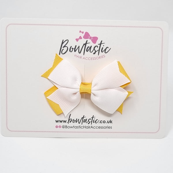 3 Inch 2 Layer Bow - Yellow Gold & White