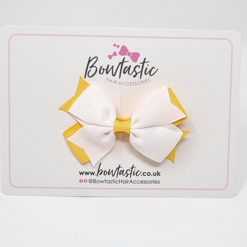 3 Inch Flat 2 Layer Bow - Yellow Gold & White