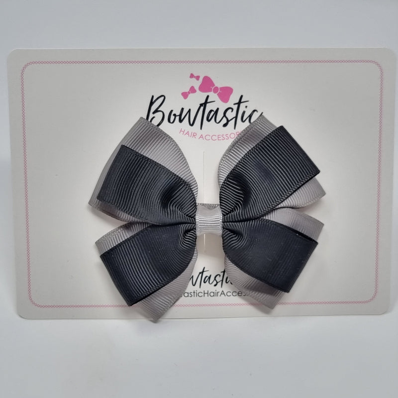 3.5 Inch Butterfly Bow - Black & Metal Grey