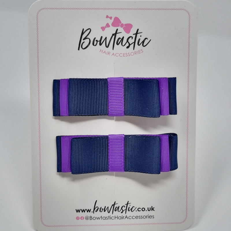 3 Inch Slide Bows - Purple & Navy - 2 Pack