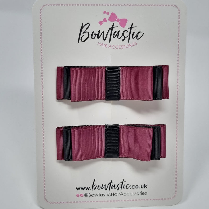 3 Inch Slide Bows - Burgundy & Black - 2 Pack