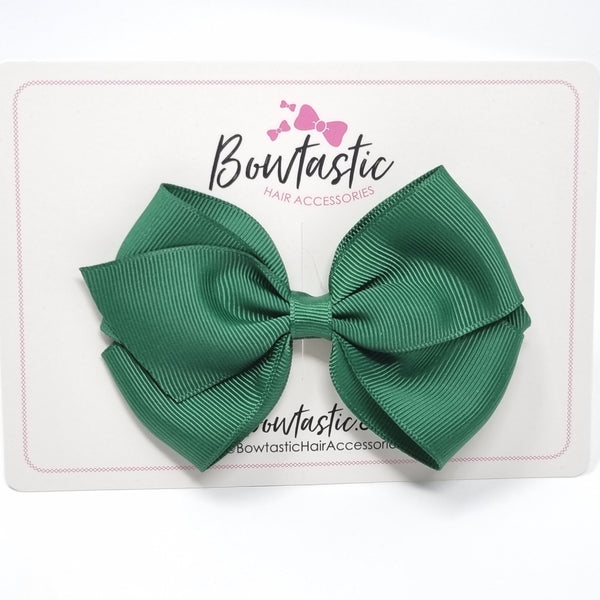 4 Inch Flat Bow - Style 2 - Forest Green