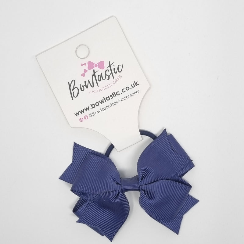 3 Inch Flat 2 Layer Bow Thin Elastic - Ink Blue