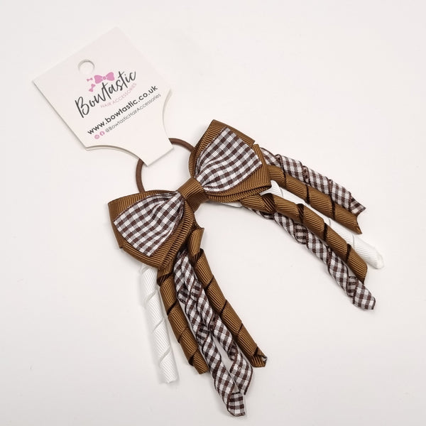 3 Inch Bow Corker Thin Elastic - Brown Gingham