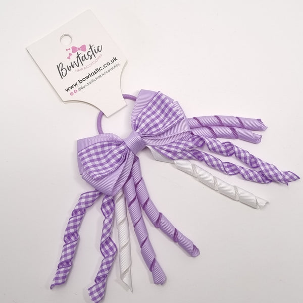 3 Inch Bow Corker Thin Elastic - Lilac Gingham