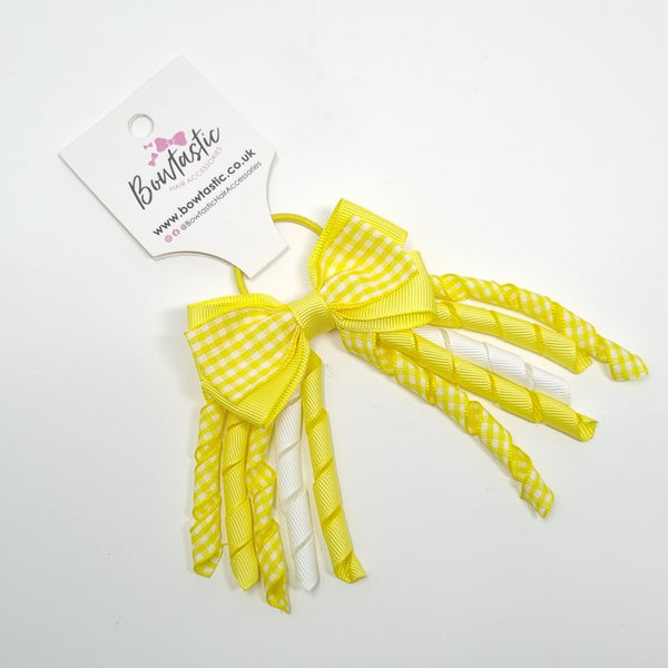 3 Inch Bow Corker Thin Elastic - Yellow Gingham