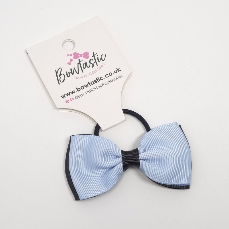 3 Inch Double Layer Bow Thin Elastic - Black & Bluebell