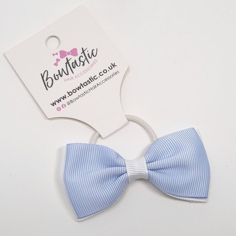 3 Inch Double Layer Bow Thin Elastic - Bluebell & White