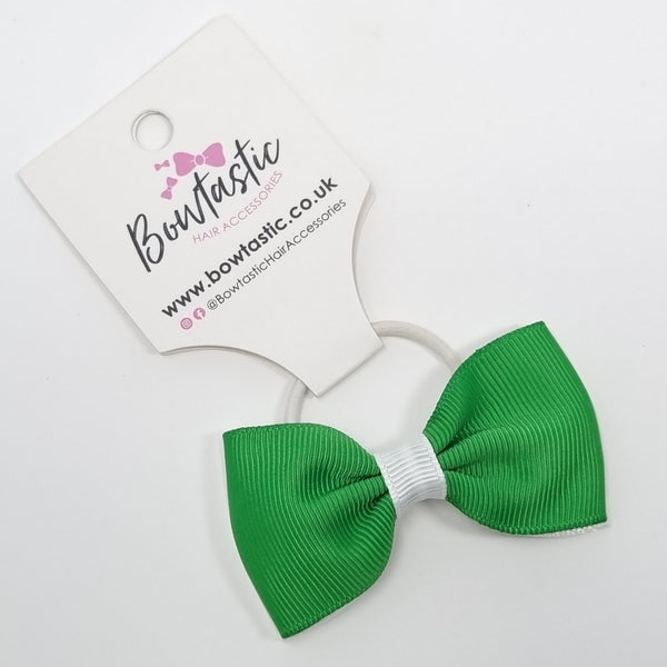 3 Inch Double Layer Bow Thin Elastic - Emerald Green & White