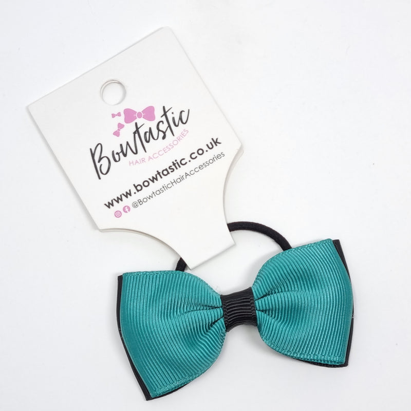 3 Inch Double Layer Bow Thin Elastic - Jade Green & Black