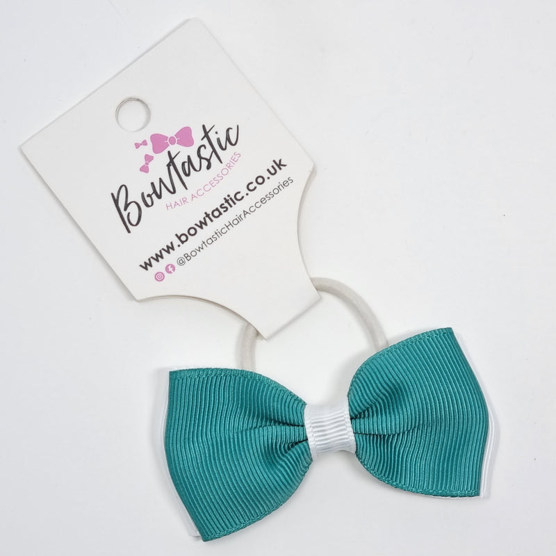 3 Inch Double Layer Bow Thin Elastic - Jade Green & White