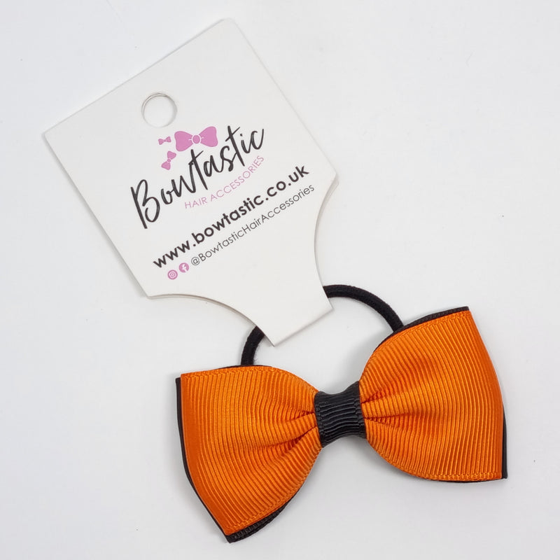 3 Inch Double Layer Bow Thin Elastic - Orange & Black