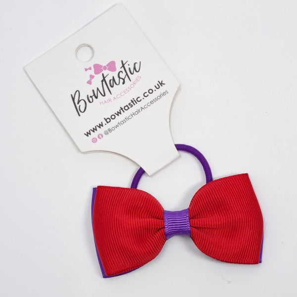 3 Inch Double Layer Bow Thin Elastic - Purple & Red