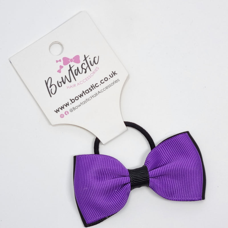 3 Inch Double Layer Bow Thin Elastic - Purple & Black