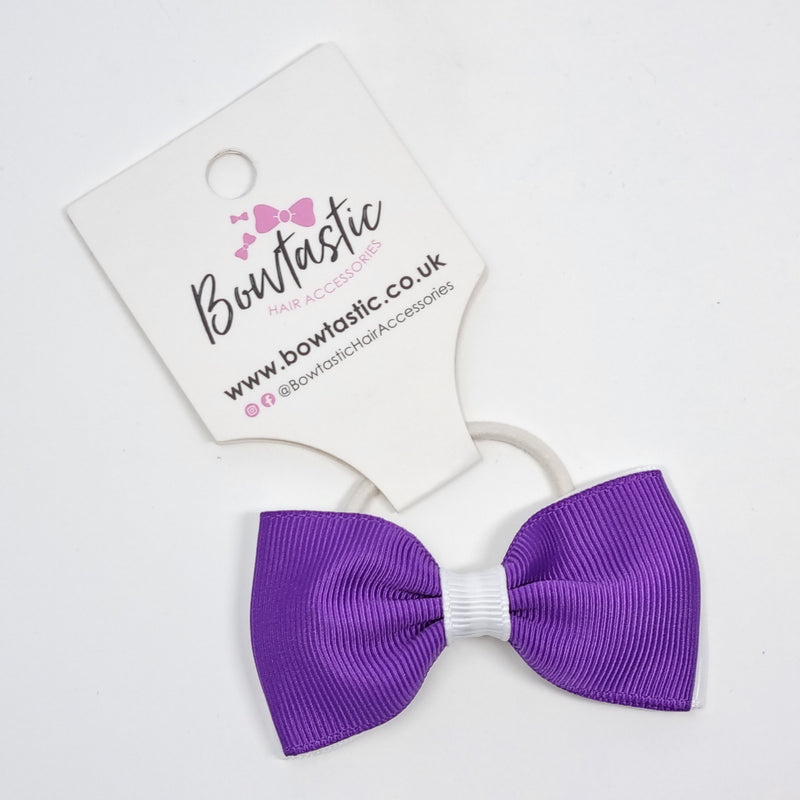 3 Inch Double Layer Bow Thin Elastic - Purple & White