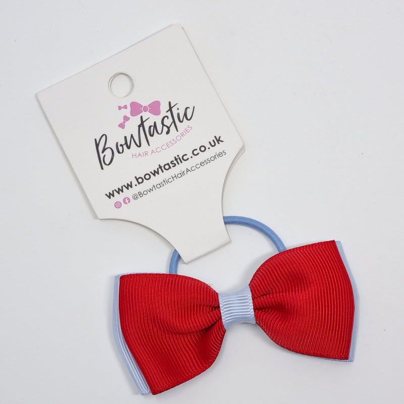 3 Inch Double Layer Bow Thin Elastic - Red & Bluebell