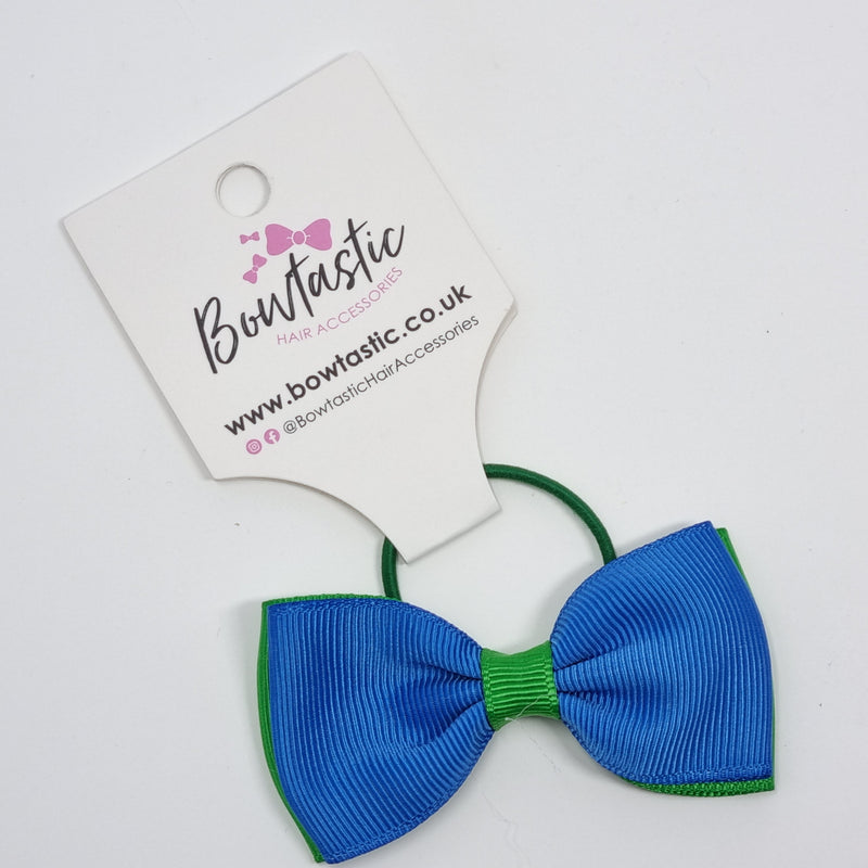 3 Inch Double Layer Bow Thin Elastic - Royal Blue & Emerald Green