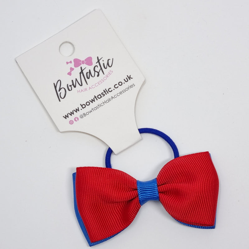 3 Inch Double Layer Bow Thin Elastic - Royal Blue & Red