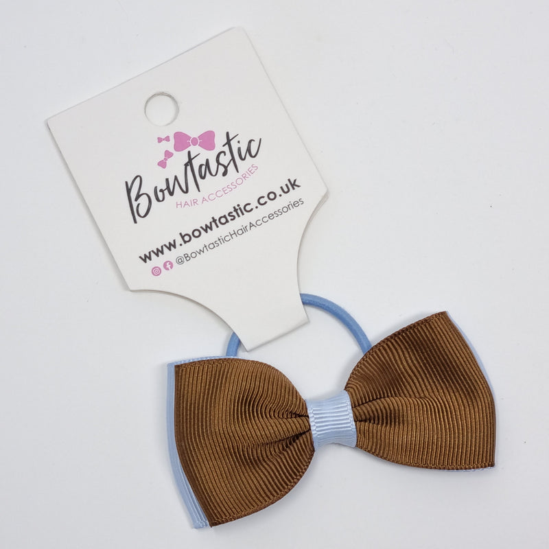 3 Inch Double Layer Bow Thin Elastic - Turftan & Bluebell