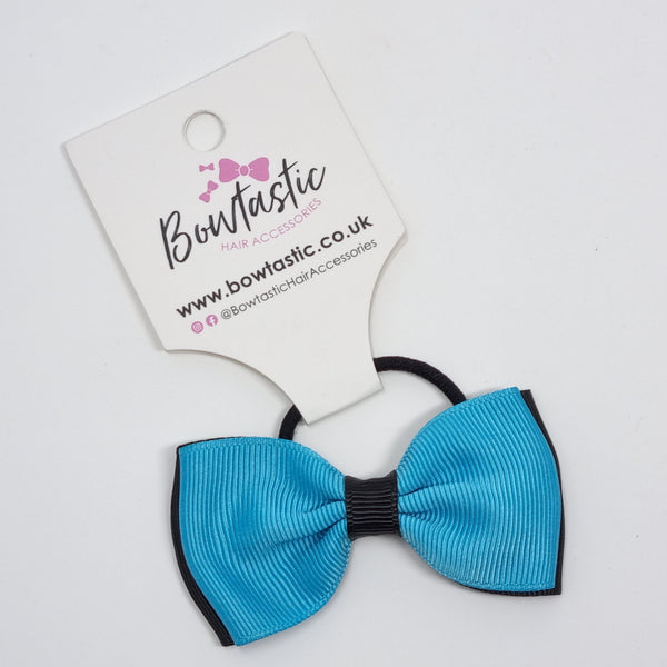 3 Inch Double Layer Bow Thin Elastic - Turquoise & Black