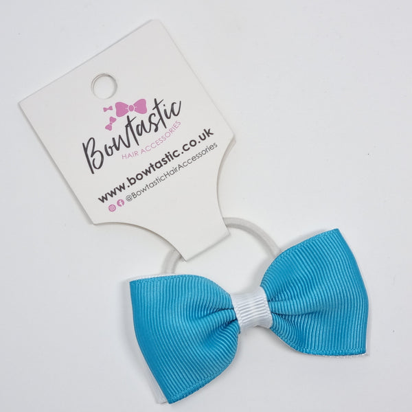 3 Inch Double Layer Bow Thin Elastic - Turquoise & White