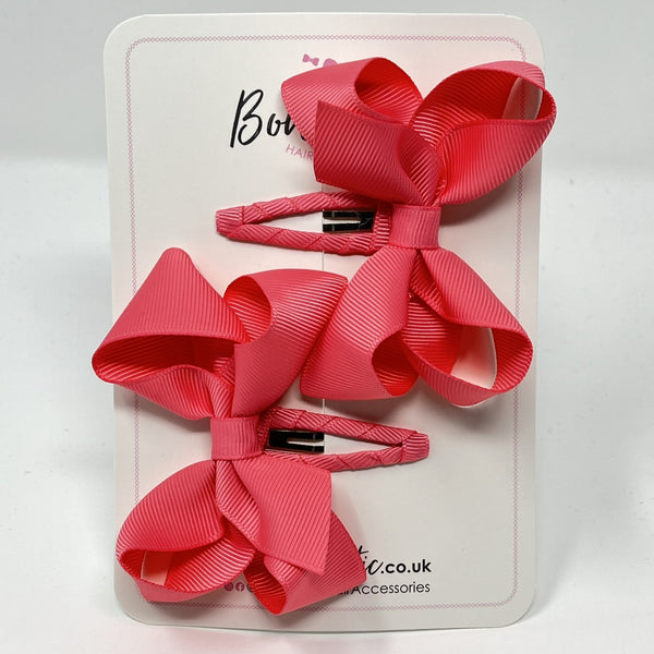 3 Inch Bow Snap Clip - Coral Rose - 2 Pack