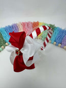 4 inch Flower Alice Band - Red & White
