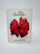 3 Inch Pinwheel Bow Thin Elastic - Red & Black