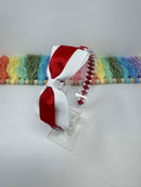 4 inch Flat Bow Alice Band - Red & White