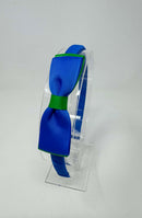 3 Inch Flat Bow Alice Band - Royal Blue & Emerald Green