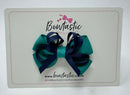 3 Inch Flat Bow - Navy & Jade Green