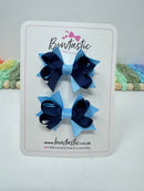 2 Inch Bows - Navy & Blue Mist - 2 Pack