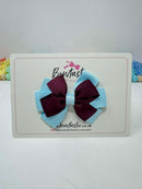 3.25 Inch Flat Bow - Burgundy & Light Blue