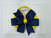 3.5 Inch Flat Double Bow Bobble - Navy & Daffodil