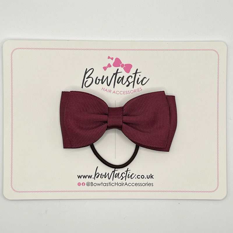 3 Inch Flat Double Bow Thin Elastic - Burgundy