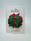 3 Inch Pinwheel Bow - Forest Green & Red