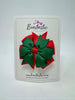 3 Inch Pinwheel Bow - Forest Green & Red