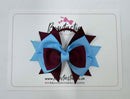 3 Inch Stacked Bow - Thin Elastic - Burgundy & Blue Mist