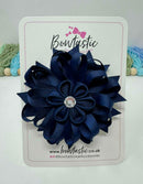 4 Inch Flower Bow - Navy