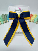 4.5 Inch Tail Bow - Navy & Yellow Gold