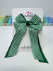 3 Inch Twist Tail Bow - Forest Green & Green Gingham