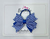 3 Inch Flat 2 Layer Bow Thin Elastic - Royal Blue Gingham