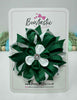 4 Inch Flower Bow - Forest Green & White