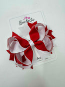4.5 Inch Ring Bow Bobble - Red & White
