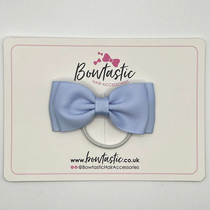 3 Inch Flat Double Bow Thin Elastic - Bluebell