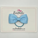 3 Inch Flat Double Bow Thin Elastic - Blue Topaz