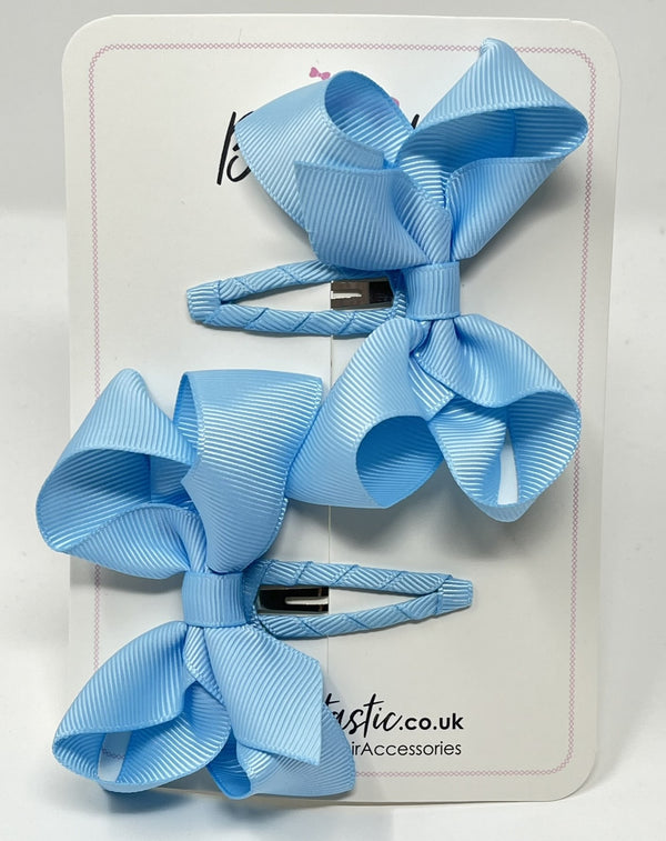 3 Inch Bow Snap Clip - Blue Topaz - 2 Pack