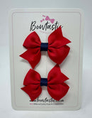 2 Inch Flat Bow - Red & Navy - 2 Pack
