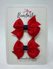 2 Inch Flat Bow - Red & Navy - 2 Pack