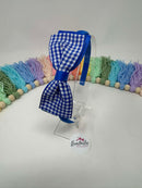 4.5 Inch Flat Bow Alice Band - Royal Blue & Royal Blue Gingham